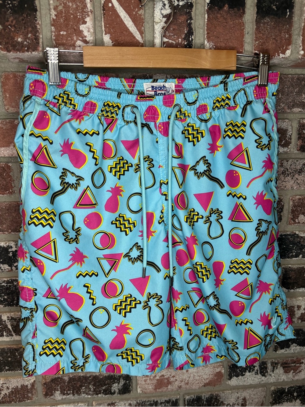 Men’s Beach Bros Swim Trunks Retro 80s 8inch inseam